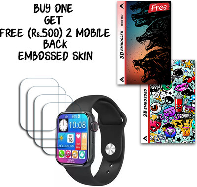 SOMTONE Screen Guard for i8 Pro Max SmartWatch Series 8 44mm WITH 3D EMBOSSED SKIN FOR MOBILE BACK S061(Pack of 4)