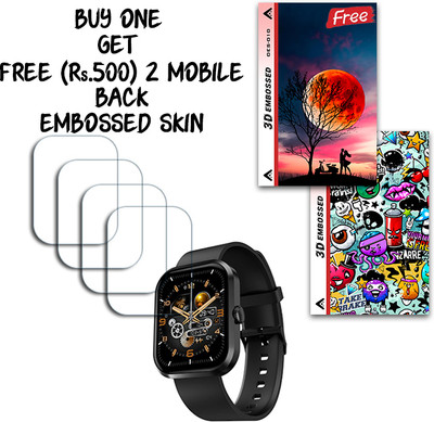 SOMTONE Screen Guard for Fire-Boltt Pioneer 1.95 inch WITH FREE 500 RUPEES 2 3D EMBOSSED SKIN FOR MOBILE BACK S010(Pack of 4)