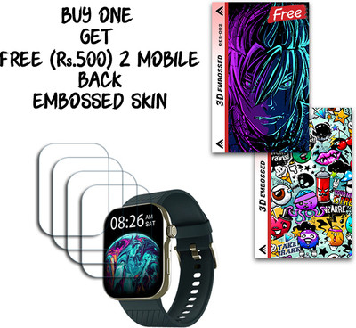SOMTONE Screen Guard for NOISE ColorFit Ultra 3 1.96 INCH WITH FREE 500 RUPEES 2 3D EMBOSSED SKIN FOR MOBILE BACK S002(Pack of 4)