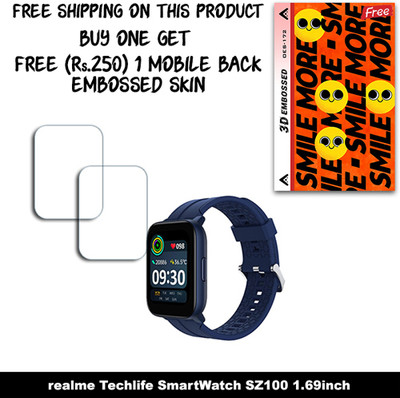 ARBAN Screen Guard for realme Techlife SmartWatch SZ100 1.69inch (FREE 250 RUPEES 1 3D EMBOSSED SKIN FOR MOBILE BACK W2S172)(Pack of 2)