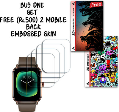 ARBAN Screen Guard for noise ColorFit Pro 4 Max 1.80 inch WITH FREE 500 RUPEES 2 3D EMBOSSED SKIN FOR MOBILE BACK S061(Pack of 4)