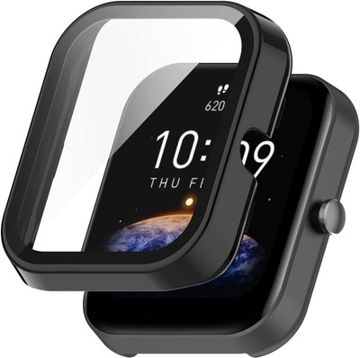 KAZUKI Screen Guard for Amazfit Bip 3 / Bip 3 Pro Tempered Film Integrated PC Watch Protective Case(Pack of 1)