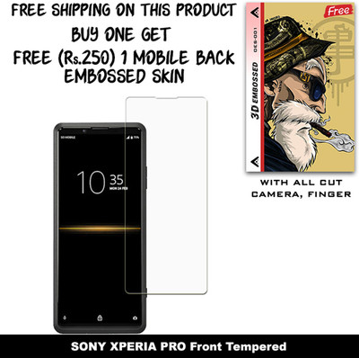 SOMTONE Tempered Glass Guard for SONY XPERIA PRO And Free 1 Mobile Back Embossed Skin With Cut FS001(Pack of 1)