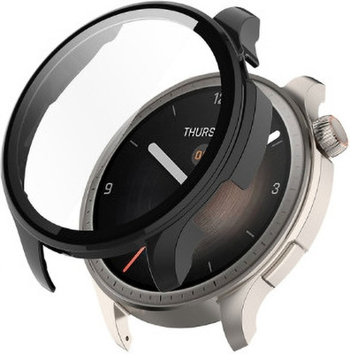 KAZUKI Screen Guard for Amazfit Balance A2286 Tempered Watch Protective Case (Black)(Pack of 1)