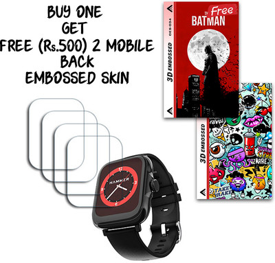 SOMTONE Screen Guard for Hammer Ace 4.0 SmartWatch 1.85 inch WITH FREE 500 RUPEES 2 3D EMBOSSED SKIN FOR MOBILE BACK S034(Pack of 4)