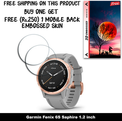 ARBAN Screen Guard for Garmin Fenix 6S Saphire 1.2 inch WITH FREE 250 RUPEES 1 3D EMBOSSED SKIN FOR MOBILE BACK W2S010(Pack of 2)