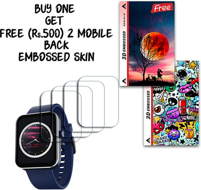 ARBAN Screen Guard for boAt Wave Flex Connect 1.83 inch WITH FREE 500 RUPEES 2 3D EMBOSSED SKIN FOR MOBILE BACK S010(Pack of 4)