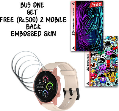 SOMTONE Screen Guard for NoiseFit Agile 2 Buzz 1.82 inch WITH FREE 500 RUPEES 2 3D EMBOSSED SKIN FOR MOBILE BACK S002(Pack of 4)
