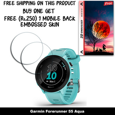 SOMTONE Screen Guard for Garmin Forerunner 55 Aqua WITH FREE 250 RUPEES 1 3D EMBOSSED SKIN FOR MOBILE BACK W2S010(Pack of 2)