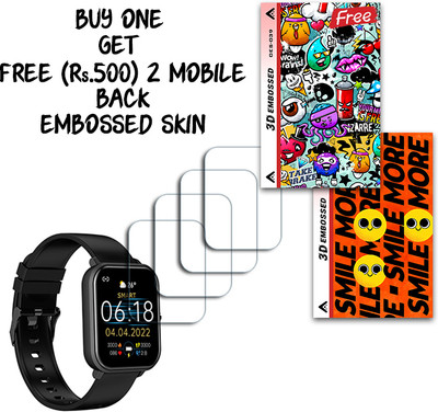 SOMTONE Screen Guard for pTron Pulsefit Pro Smartwatch 1.69 inch WITH FREE 500 RUPEES 2 3D EMBOSSED SKIN FOR MOBILE BACK S039(Pack of 4)
