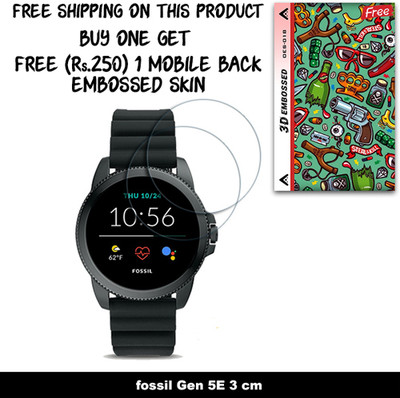 ARBAN Screen Guard for fossil Gen 5E 3 cm WITH FREE 250 RUPEES 1 3D EMBOSSED SKIN FOR MOBILE BACK W2S018(Pack of 2)