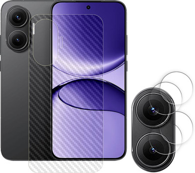 SOMTONE Screen Guard for Xiaomi Redmi Turbo 4 Pro 5G Camera Lens Glass Protector | Anti-Scratch | Edge to Edge Full Coverage | 9H Hardness (BACK CARBON FIBER SKIN + CAMERA LENS PROTECTOR)(Pack of 2)