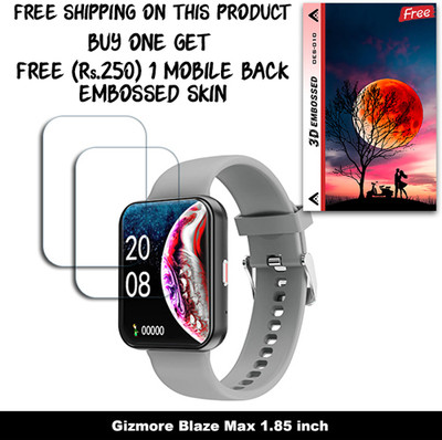 SOMTONE Screen Guard for Gizmore Blaze Max 1.85 inch WITH FREE 250 RUPEES 1 3D EMBOSSED SKIN FOR MOBILE BACK W2S010(Pack of 2)