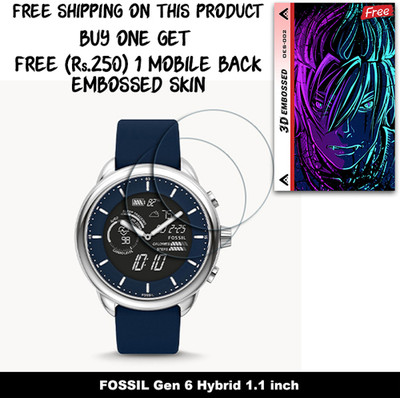 ARBAN Screen Guard for FOSSIL Gen 6 Hybrid 1.1 inch WITH FREE 250 RUPEES 1 3D EMBOSSED SKIN FOR MOBILE BACK W2S002(Pack of 2)