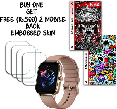 SOMTONE Screen Guard for Amazfit GTS 3 WITH FREE 500 RUPEES 2 3D EMBOSSED SKIN FOR MOBILE BACK S124(Pack of 4)