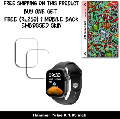 SOMTONE Screen Guard for Hammer Pulse X 1.83 inch WITH FREE 250 RUPEES 1 3D EMBOSSED SKIN FOR MOBILE BACK W2S018(Pack of 2)