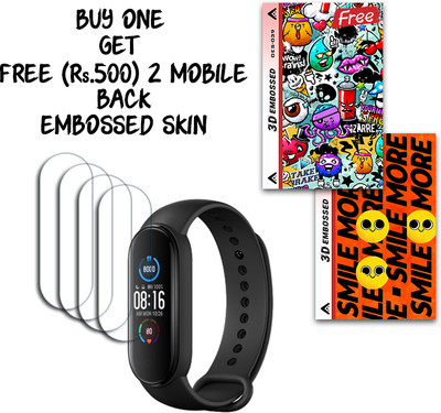 SOMTONE Screen Guard for Mi Smart Band 5 1.1 inch WITH FREE 500 RUPEES 2 3D EMBOSSED SKIN FOR MOBILE BACK S039(Pack of 4)