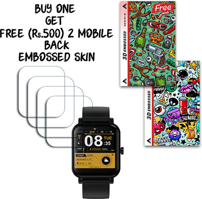 SOMTONE Screen Guard for Maxima Max Pro X1 Smartwatch 1.4 inch WITH FREE 500 RUPEES 2 3D EMBOSSED SKIN FOR MOBILE BACK S018(Pack of 4)