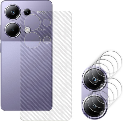 SOMTONE Screen Guard for Poco M6 Pro 4G Camera Lens Glass Protector | Anti-Scratch | Edge to Edge Full Coverage | 9H Hardness (BACK CARBON FIBER SKIN + CAMERA LENS PROTECTOR)(Pack of 4)