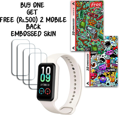 SOMTONE Screen Guard for Amazfit Band 7 WITH FREE 500 RUPEES 2 3D EMBOSSED SKIN FOR MOBILE BACK S018(Pack of 4)
