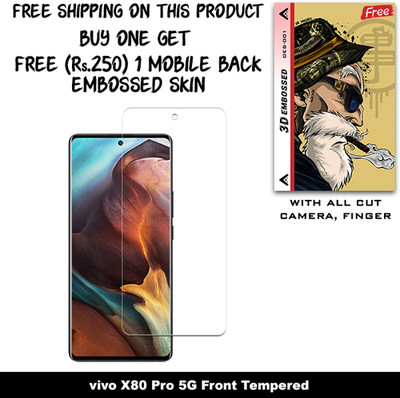 SOMTONE Tempered Glass Guard for vivo X80 Pro 5G And Free 1 Mobile Back Embossed Skin With Cut FS001(Pack of 1)