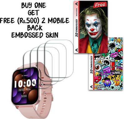 SOMTONE Screen Guard for crossbeats Ignite Pingg 1.83 inch WITH FREE 500 RUPEES 2 3D EMBOSSED SKIN FOR MOBILE BACK S026(Pack of 4)