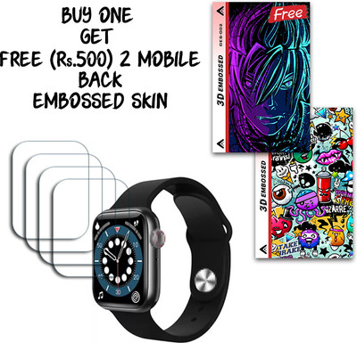 ARBAN Screen Guard for i7 Pro Max Series 6 Smartwatch 44mm WITH FREE 500 RUPEES 2 3D EMBOSSED SKIN FOR MOBILE BACK S002(Pack of 4)
