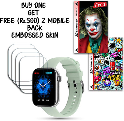 SOMTONE Screen Guard for Pebble Cosmos Max 1.81 inch WITH FREE 500 RUPEES 2 3D EMBOSSED SKIN FOR MOBILE BACK S026(Pack of 4)