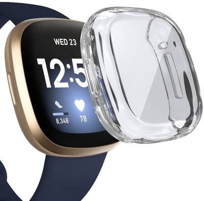 KAZUKI Screen Guard for Fitbit Versa 3 / Versa Sense Plating Full Package TPU Protective Case (Transparent)(Pack of 1)