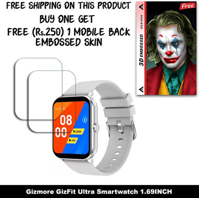 SOMTONE Screen Guard for Gizmore GizFit Ultra Smartwatch 1.69INCH WITH FREE 250 RUPEES 1 3D EMBOSSED SKIN FOR MOBILE BACK W2S026(Pack of 2)