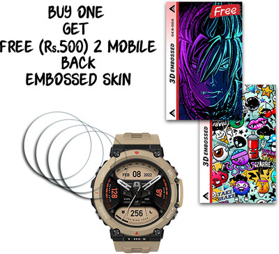SOMTONE Screen Guard for Amazfit T-Rex 2 WITH FREE 500 RUPEES 2 3D EMBOSSED SKIN FOR MOBILE BACK S002(Pack of 4)