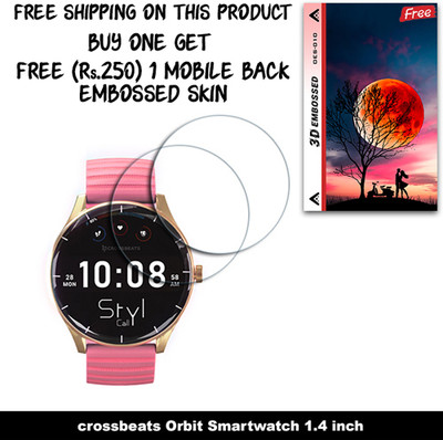 SOMTONE Screen Guard for crossbeats Orbit Smartwatch 1.4 inch WITH FREE 250 RUPEES 1 3D EMBOSSED SKIN FOR MOBILE BACK W2S010(Pack of 2)