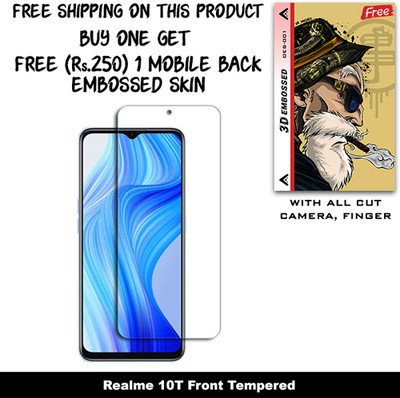 ARBAN Screen Guard for Realme 10T And Free 1 Mobile Back Embossed Skin With Cut FS001(Pack of 1)