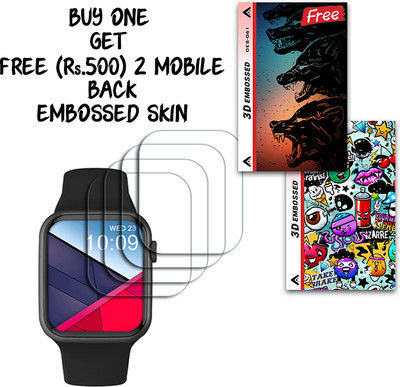 SOMTONE Screen Guard for crossbeats Ignite S3 Max 1.85 inch WITH FREE 500 RUPEES 2 3D EMBOSSED SKIN FOR MOBILE BACK S061(Pack of 4)