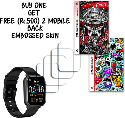 SOMTONE Screen Guard for pTron Pulsefit Pro Smartwatch 1.69 inch WITH FREE 500 RUPEES 2 3D EMBOSSED SKIN FOR MOBILE BACK S124(Pack of 4)