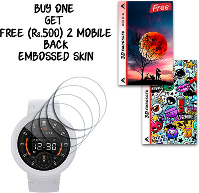 SOMTONE Screen Guard for Amazfit Verge Lite 1.3 inch WITH FREE 500 RUPEES 2 3D EMBOSSED SKIN FOR MOBILE BACK S010(Pack of 4)