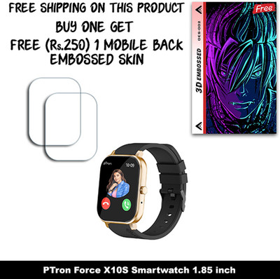 SOMTONE Screen Guard for PTron Force X10S Smartwatch 1.85 inch WITH FREE 250 RUPEES 1 3D EMBOSSED SKIN FOR MOBILE BACK W2S002(Pack of 2)