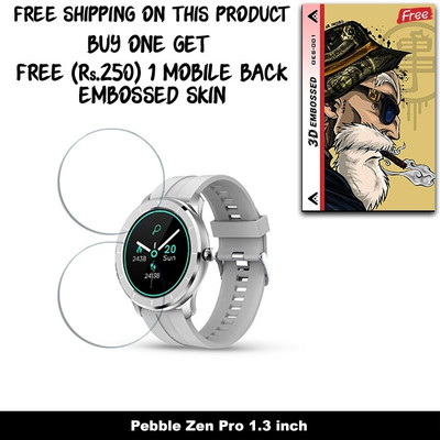 SOMTONE Screen Guard for Pebble Zen Pro 1.3 inch Smartwatch SCREEN GUARD WITH FREE 250 RUPEES 1 3D EMBOSSED SKIN FOR MOBILE BACK W2S001(Pack of 2)