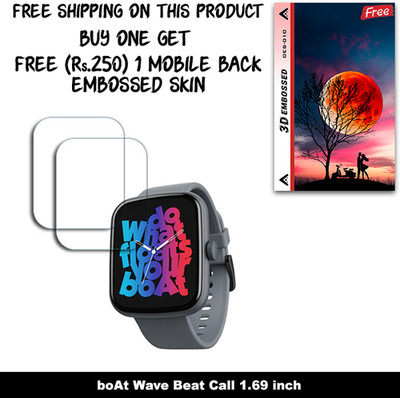 SOMTONE Screen Guard for boAt Wave Beat Call 1.69 inch WITH FREE 250 RUPEES 1 3D EMBOSSED SKIN FOR MOBILE BACK W2S010(Pack of 2)