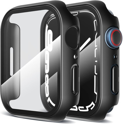 DPJ Screen Guard for iWatch45mm Case Compatible for Apple Watch Series 8 Series 7 45mm with Tempered Glass Screen Protector & Full Hard Ultra-Thin Scratch Resistant Bumper Protective Cover for iWatch 45mm Accessories(Pack of 2)