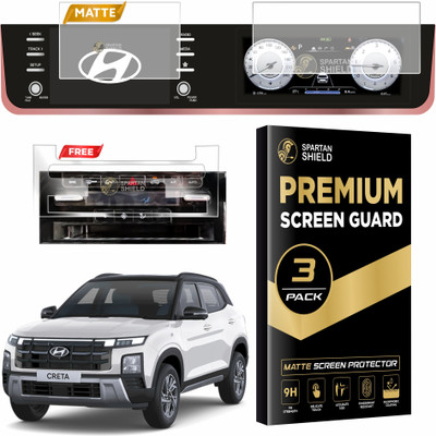 spartan shield Screen Guard for HYUNDAI CRETA 2024 FACELIFT || 8 Inch INFOTAINMENT + 10.25 DIGITAL INSTRUMENT CLUSTER + AC Panel Protector | S SO Optional | Anti Scratch Car Display Accessories Matte [Not Tempered Glass](Pack of 3)