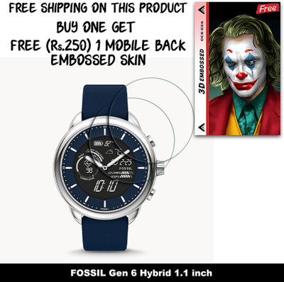ARBAN Screen Guard for FOSSIL Gen 6 Hybrid 1.1 inch WITH FREE 250 RUPEES 1 3D EMBOSSED SKIN FOR MOBILE BACK W2S026(Pack of 2)