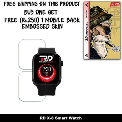 ARBAN Screen Guard for RD X-8 Smart Watch SCREEN GUARD WITH FREE 250 RUPEES 1 3D EMBOSSED SKIN FOR MOBILE BACK W2S001(Pack of 2)