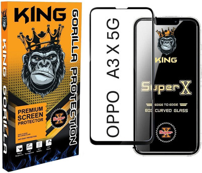 KING GORILLA Screen Guard for OPPO A3X 5G Tempered Glass Screen Protector | Edge-to-Edge Full Coverage | 9H Hardness | HD Clear | Anti-Scratch & Smudge Guard(Pack of 1)