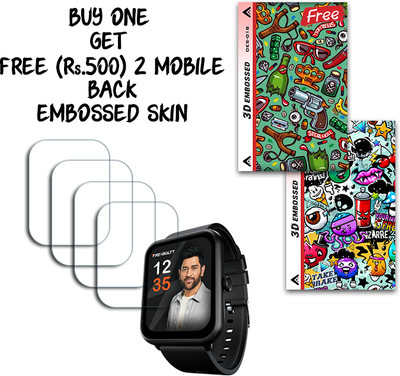 ARBAN Screen Guard for Fire-Boltt Ninja Call Pro Plus 1.83 inch WITH FREE 500 RUPEES 2 3D EMBOSSED SKIN FOR MOBILE BACK S018(Pack of 4)