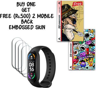 SOMTONE Screen Guard for Mi Smart Band 6 1.56 inch WITH FREE 500 RUPEES 2 3D EMBOSSED SKIN FOR MOBILE BACK S001(Pack of 4)