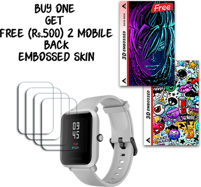 ARBAN Screen Guard for Amazfit Bip S WITH FREE 500 RUPEES 2 3D EMBOSSED SKIN FOR MOBILE BACK S002(Pack of 4)