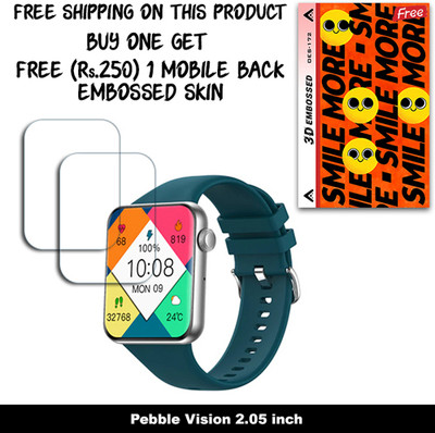 ARBAN Screen Guard for Pebble Vision 2.05 inch (FREE 250 RUPEES 1 3D EMBOSSED SKIN FOR MOBILE BACK W2S172)(Pack of 2)