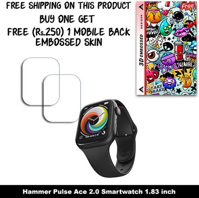 ARBAN Screen Guard for Hammer Pulse Ace 2.0 Smartwatch 1.83 inch (FREE 250 RUPEES 1 3D EMBOSSED SKIN FOR MOBILE BACK W2S039)(Pack of 2)