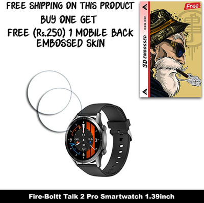 SOMTONE Screen Guard for Fire-Boltt Talk 2 Pro Smartwatch 1.39inch WITH FREE 250 RUPEES 1 3D EMBOSSED SKIN FOR MOBILE BACK W2S001(Pack of 2)